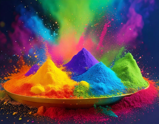 colorful holi colors on a plate