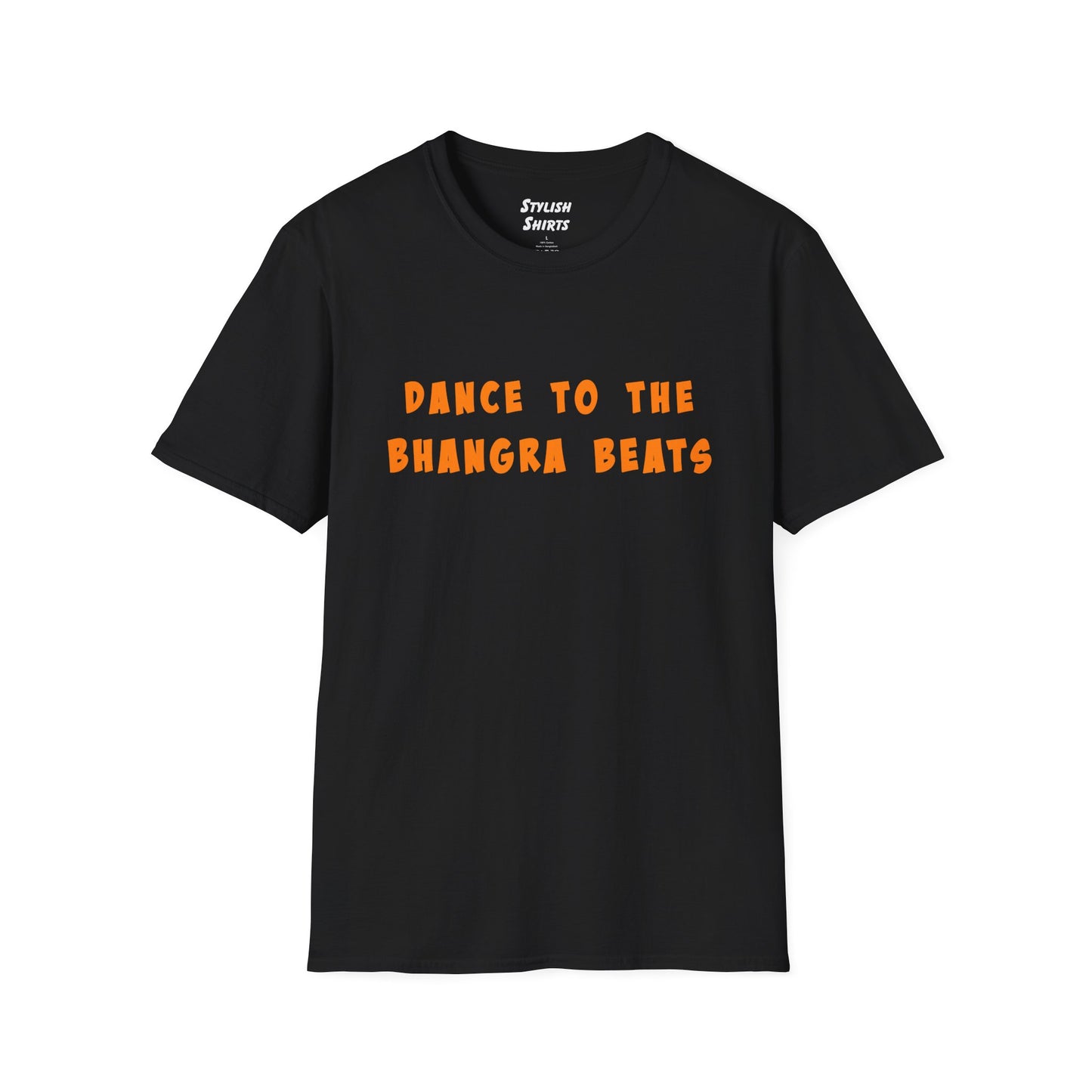 a black shirt that says Dance to the Bhangra Beats