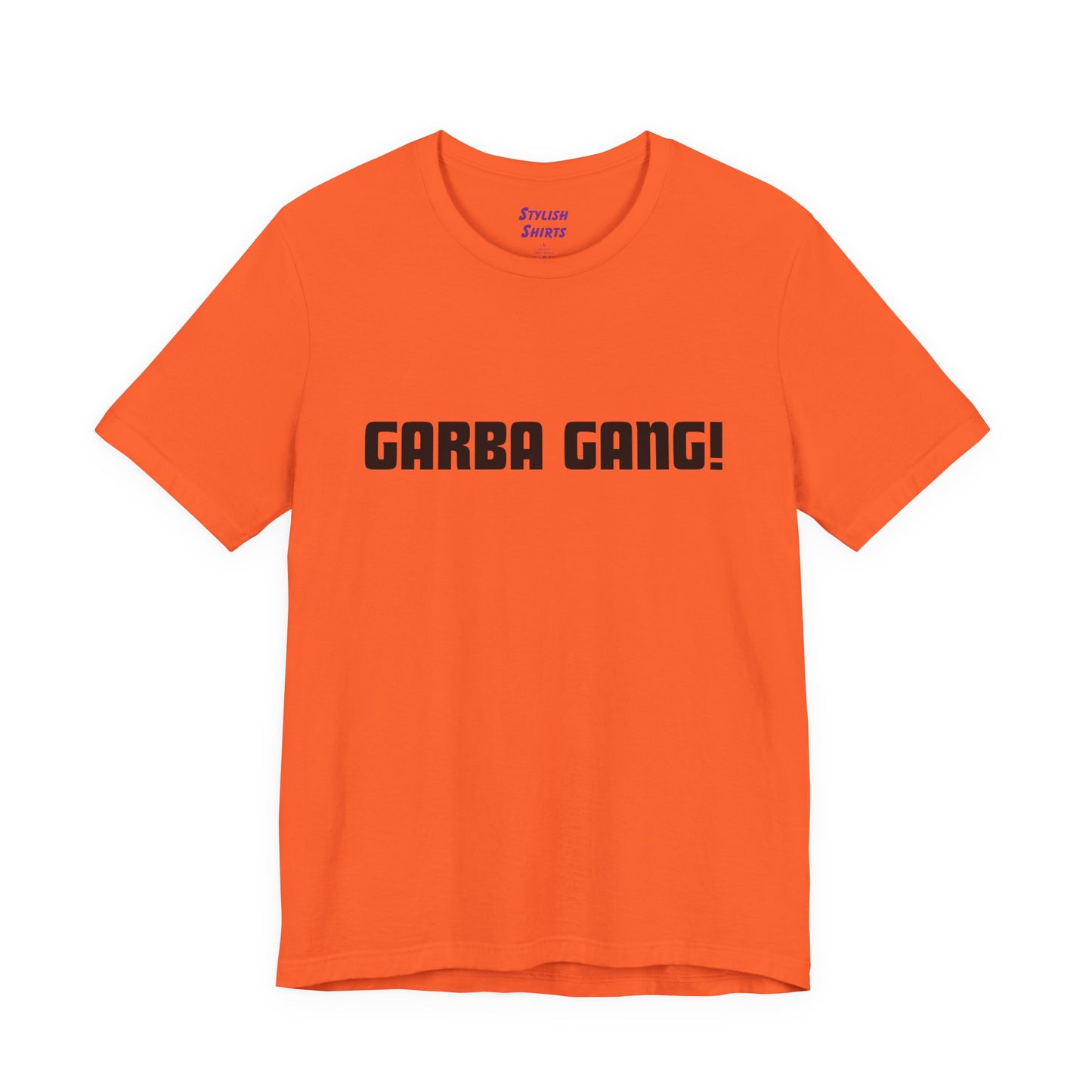 a orange shirt that says garba gang