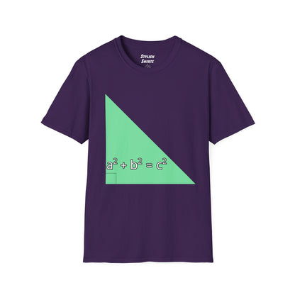 a purple shirt that says green triangle with a square b square equals c square written inside the triangle