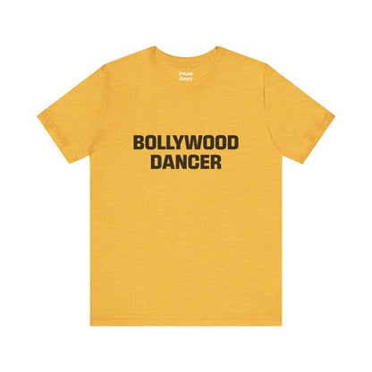 heather yellow gold shirt that says Bollywood Dancer