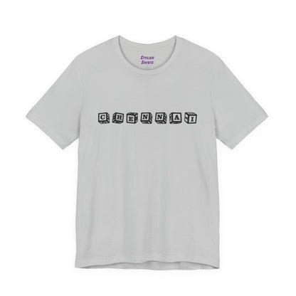 a solid athletic grey shirt that says chennai