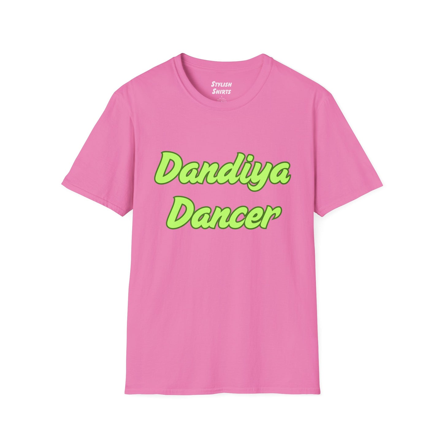 an azalea pink shirt that says Dandiya Dancer