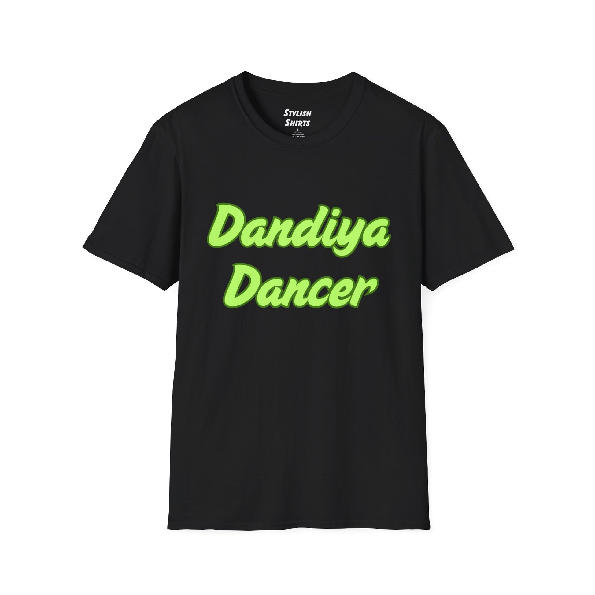 a black shirt that says Dandiya Dancer