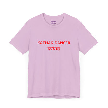 a lilac shirt that says kathak dancer