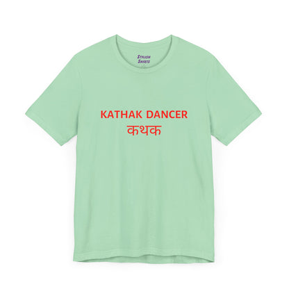 a mint shirt that says kathak dancer