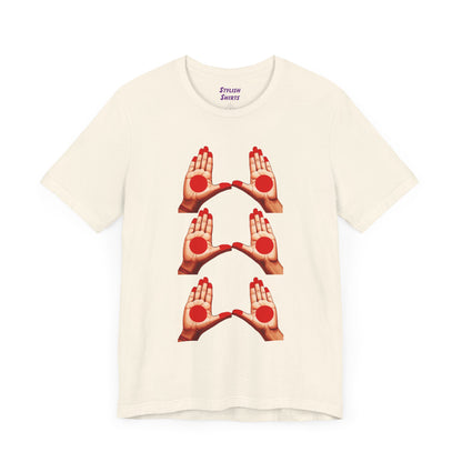 a natural shirt that shows mudras