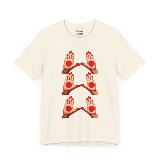 a natural shirt that shows mudras