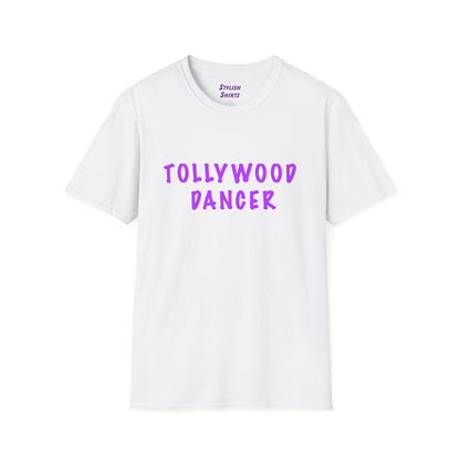 a white shirt that says Tollywood dancer